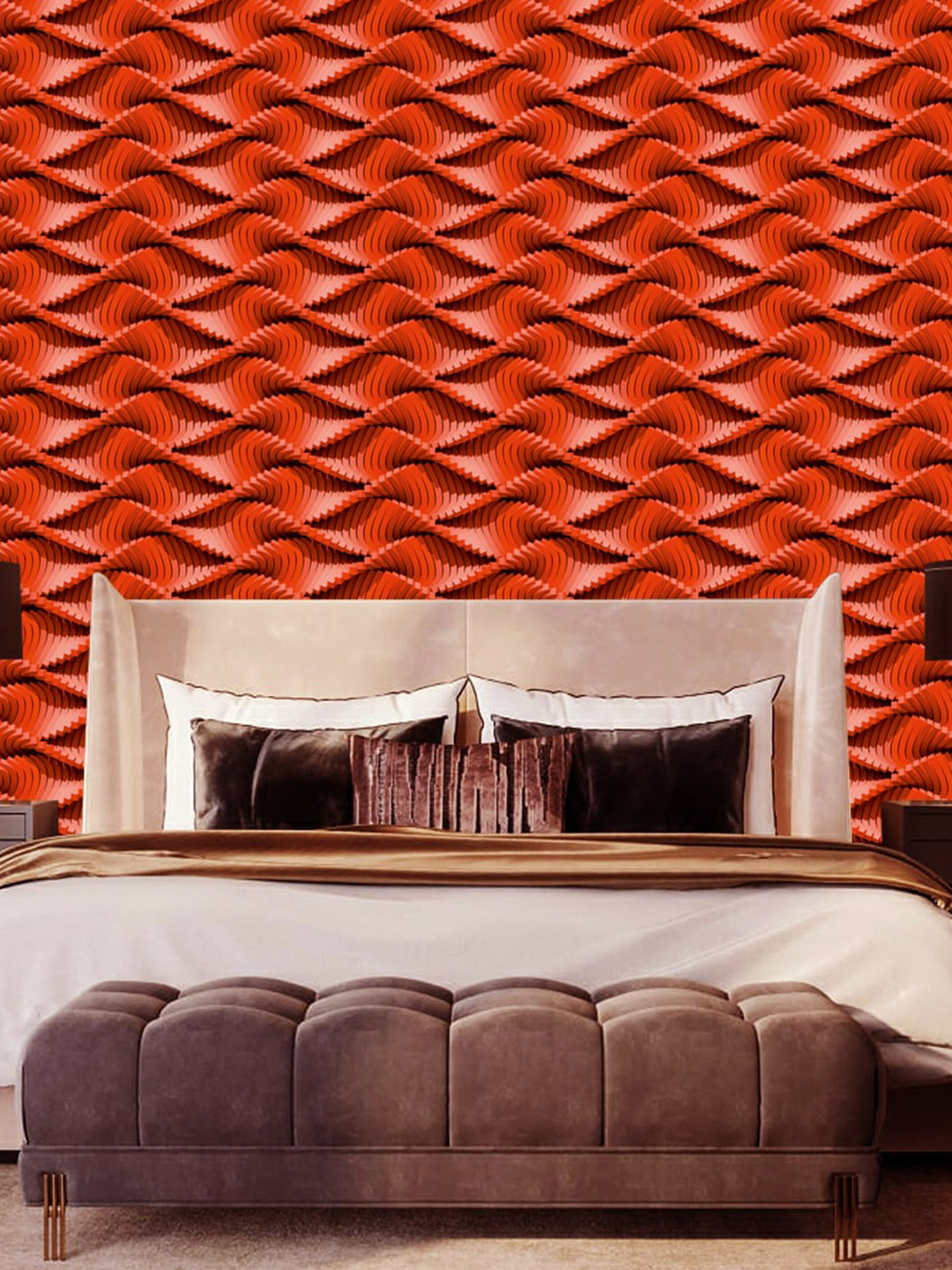 WallDaddy Red Wave Design Self Adhesive Wallpaper