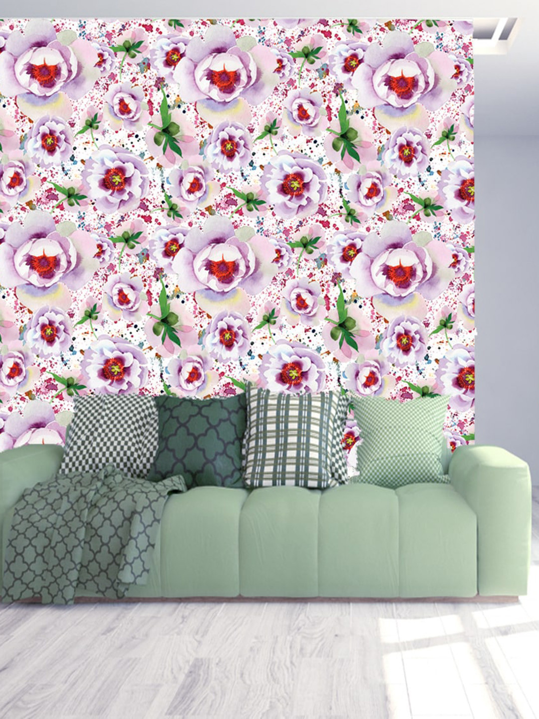WallDaddy Pink & Red Floral Design Self Adhesive Wallpaper
