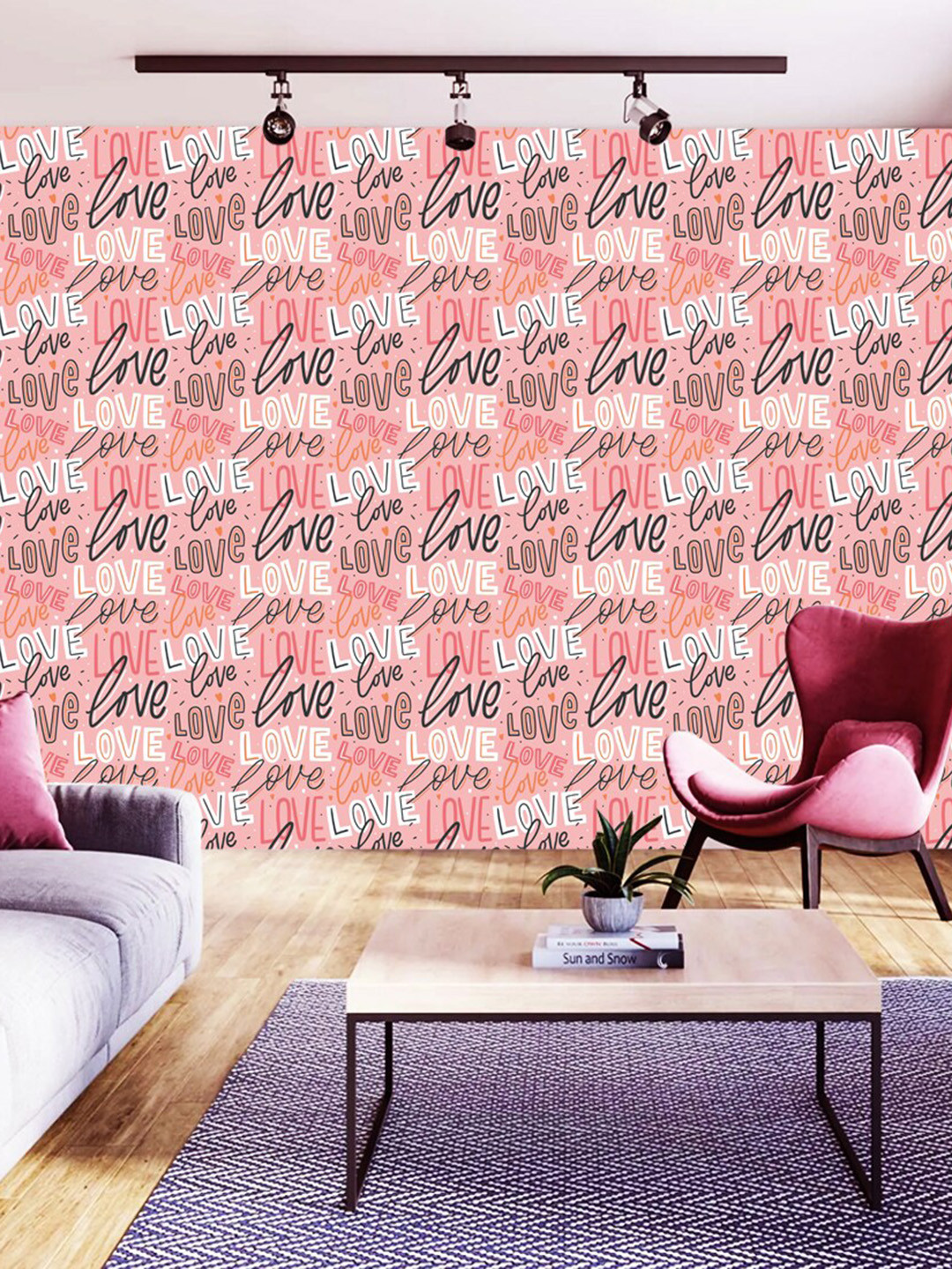WallDaddy Pink Heart Designed Self Adhesive Wallpaper