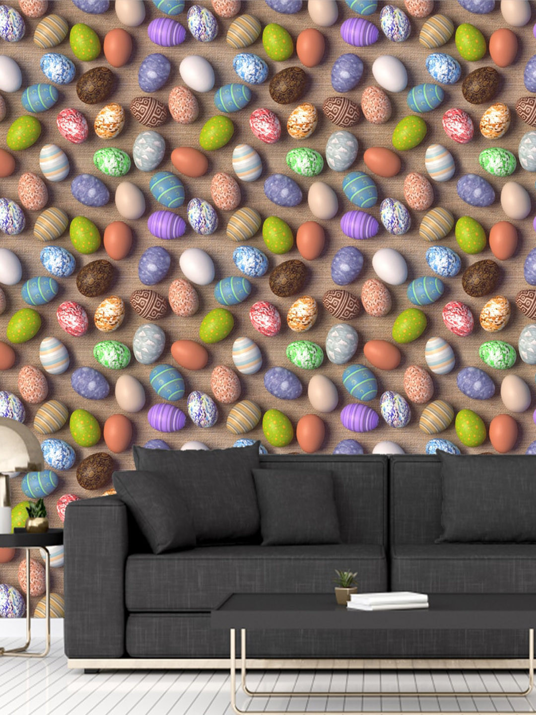 WallDaddy Brown & Green 3D Egg Wall Designed Self Adhesive Wallpaper