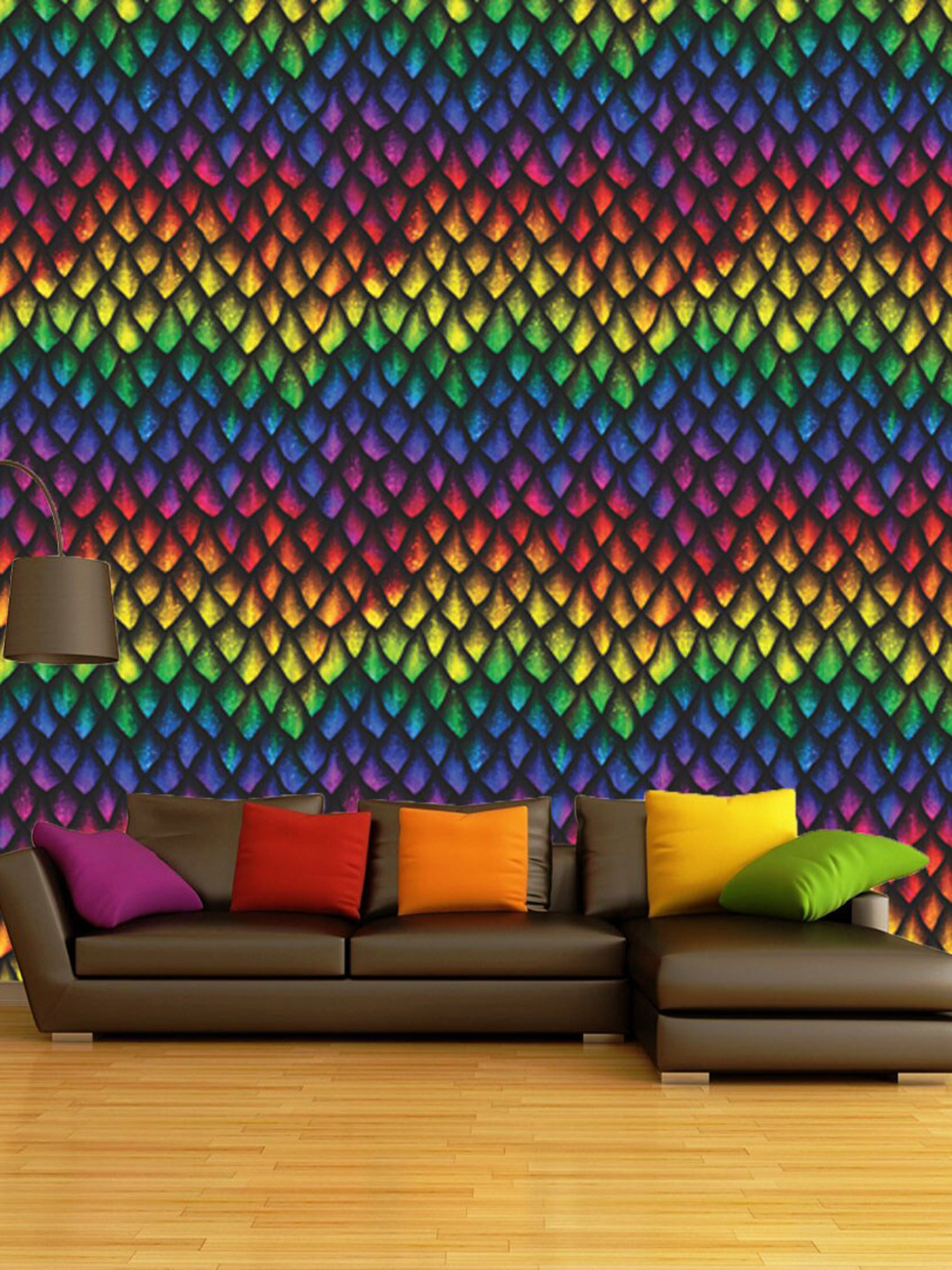 WallDaddy Blue & Red Girgit Designed Self Adhesive Wallpaper