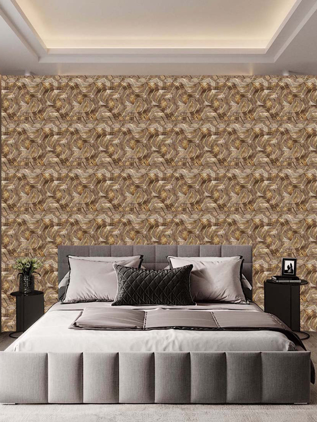 WallDaddy Brown Modile Designed Self Adhesive Wallpaper