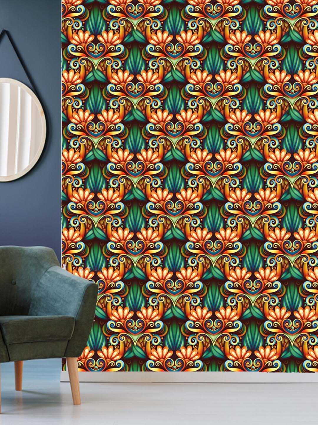 WallDaddy Green & Red Creative Era Designed Self Adhesive Wallpaper