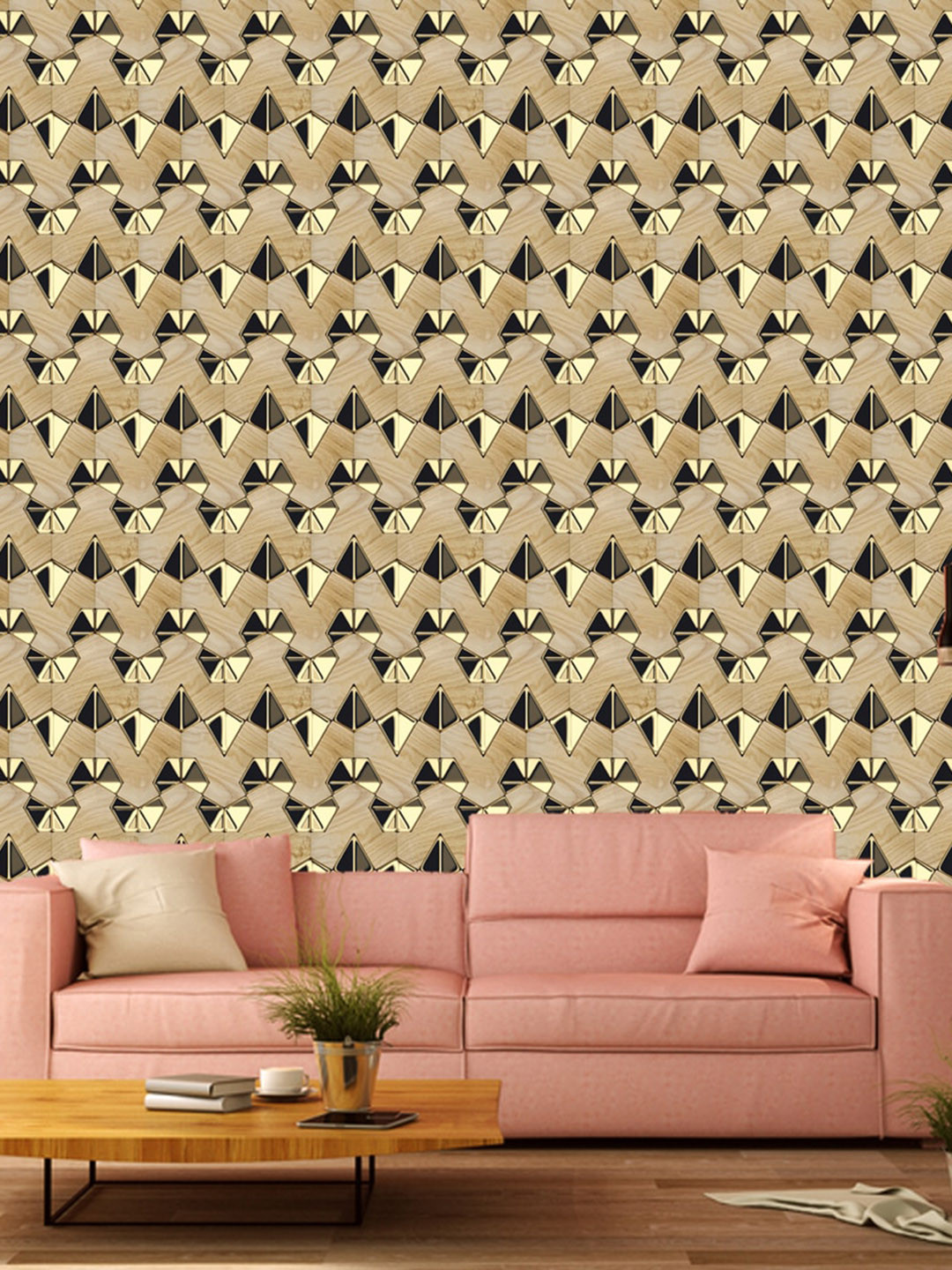 WallDaddy Brown Pyramite Designed Self Adhesive Wallpaper