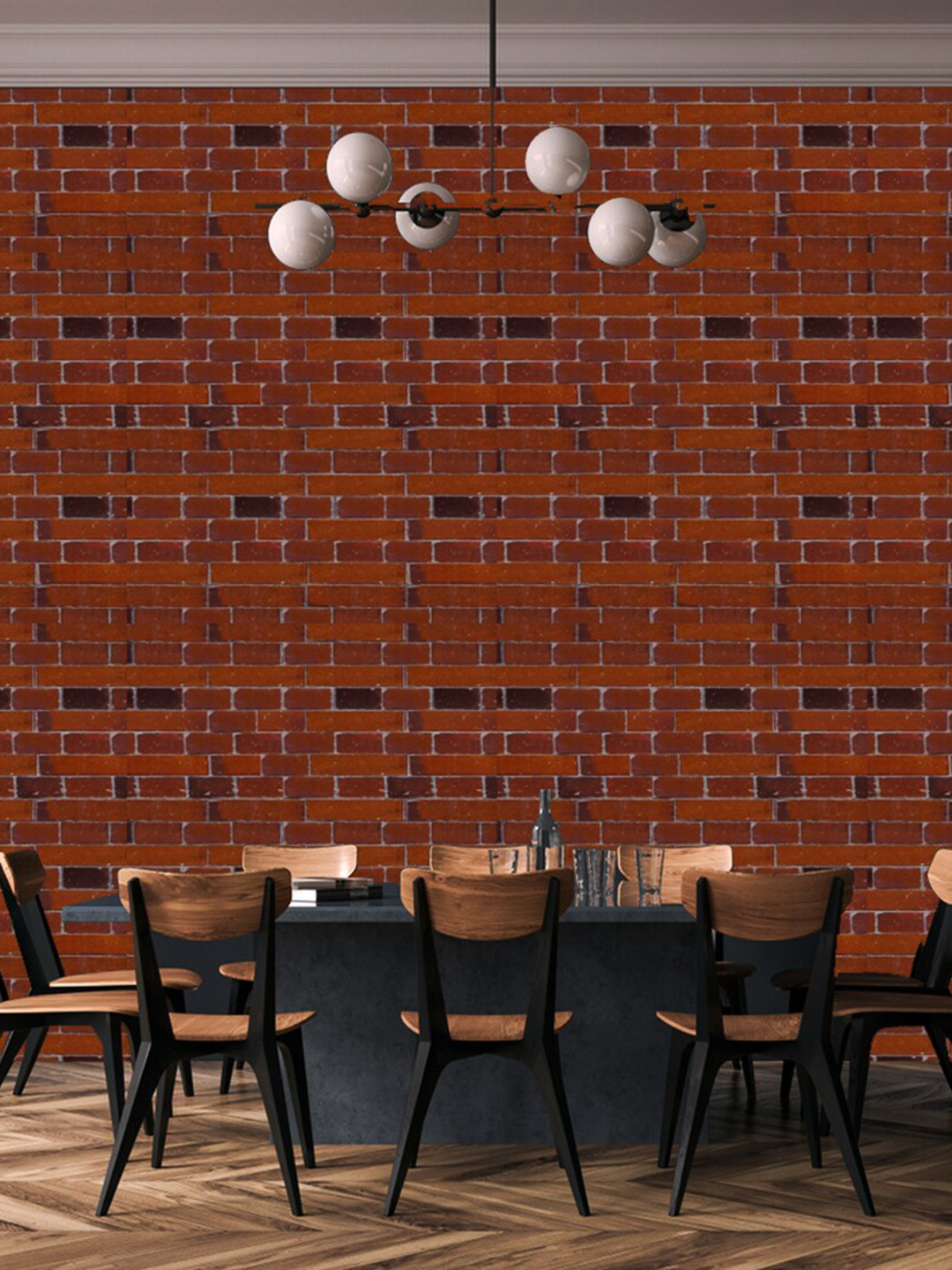 WallDaddy Red & Brown Lal Eent Designed Self Adhesive Wallpaper