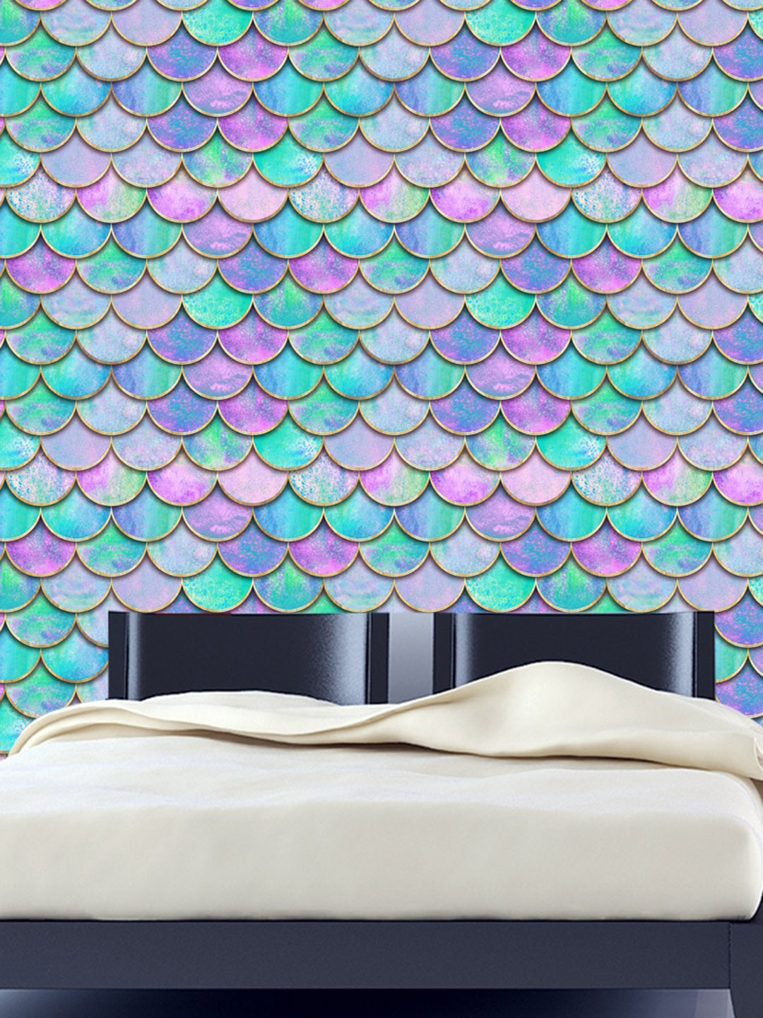 WallDaddy Blue & Pink Holi Ring Era Designed Self Adhesive Wallpaper