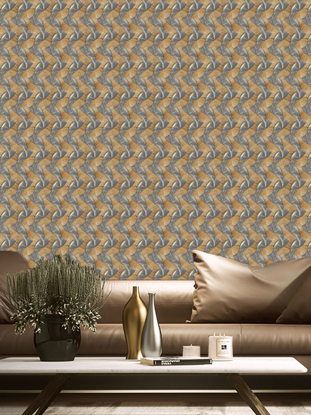 WallDaddy Beown & Grey Eye Designed Self Adhesive Wallpaper