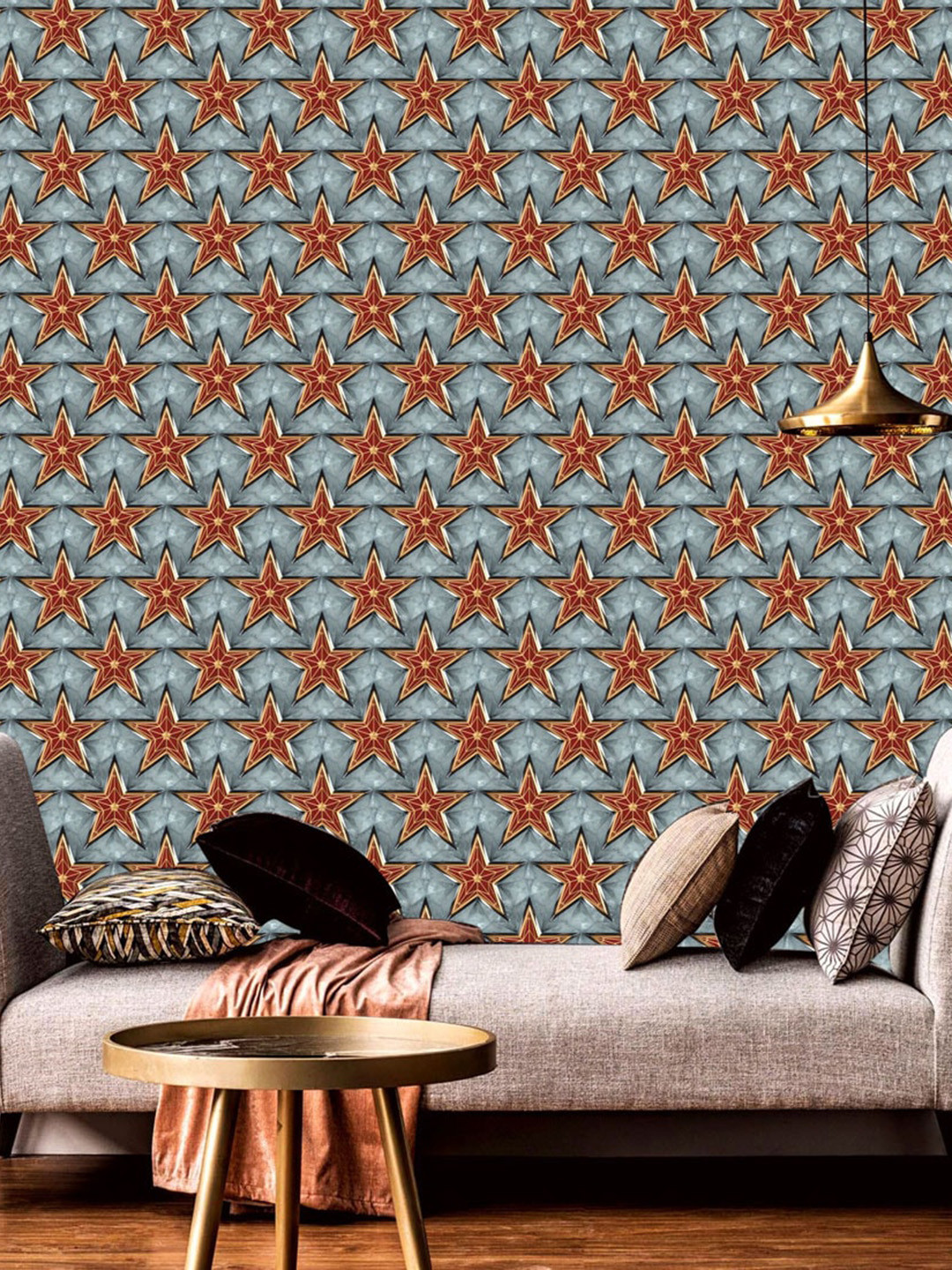 WallDaddy Grey & Red Star Marvel Designed Self Adhesive Wallpaper