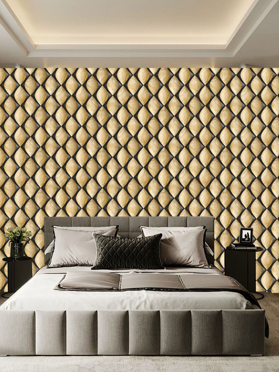 WallDaddy Beige & Grey Drop Designed Self Adhesive Wallpaper