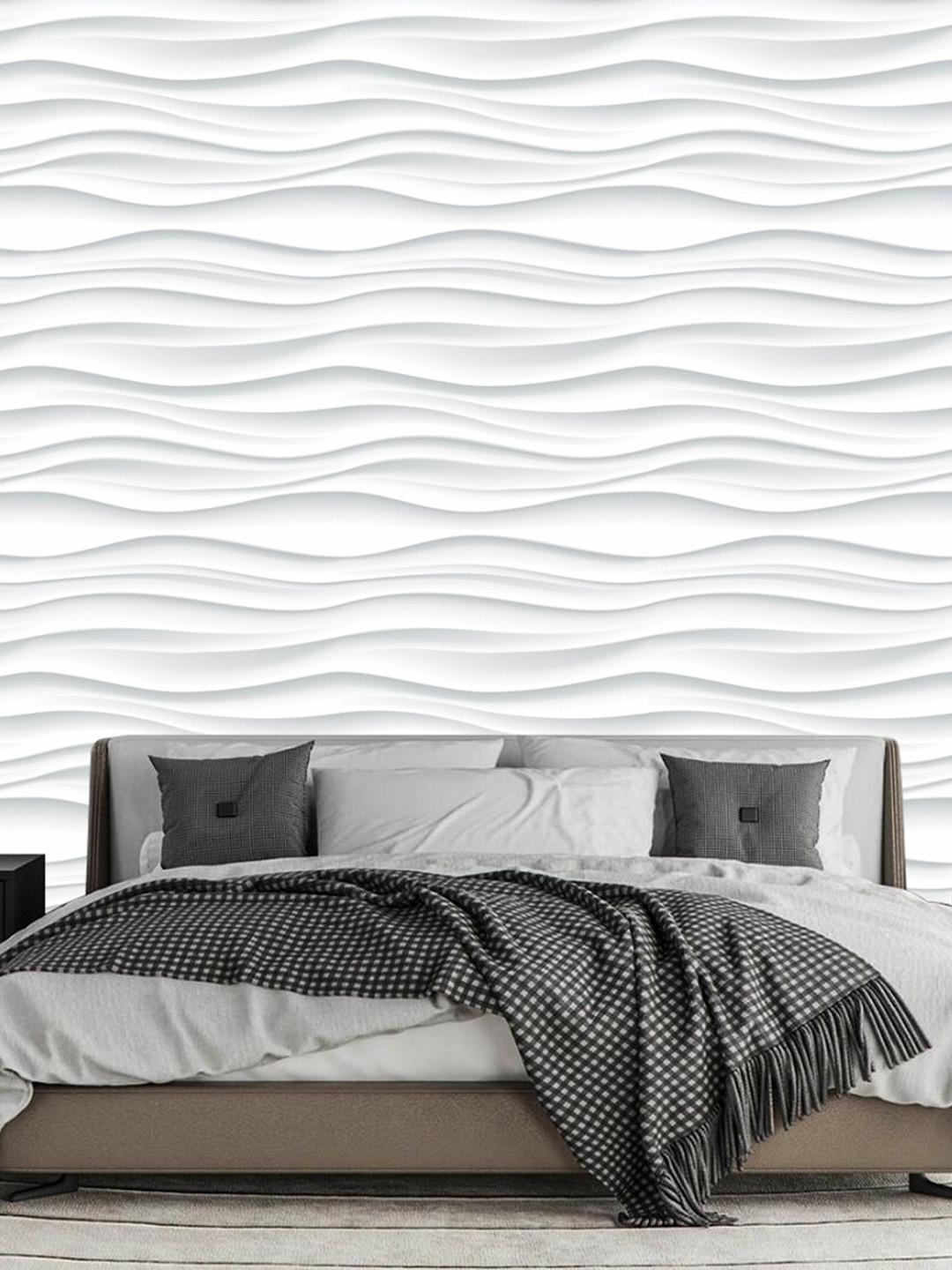 WallDaddy White Wave Designed Self Adhesive Wallpaper