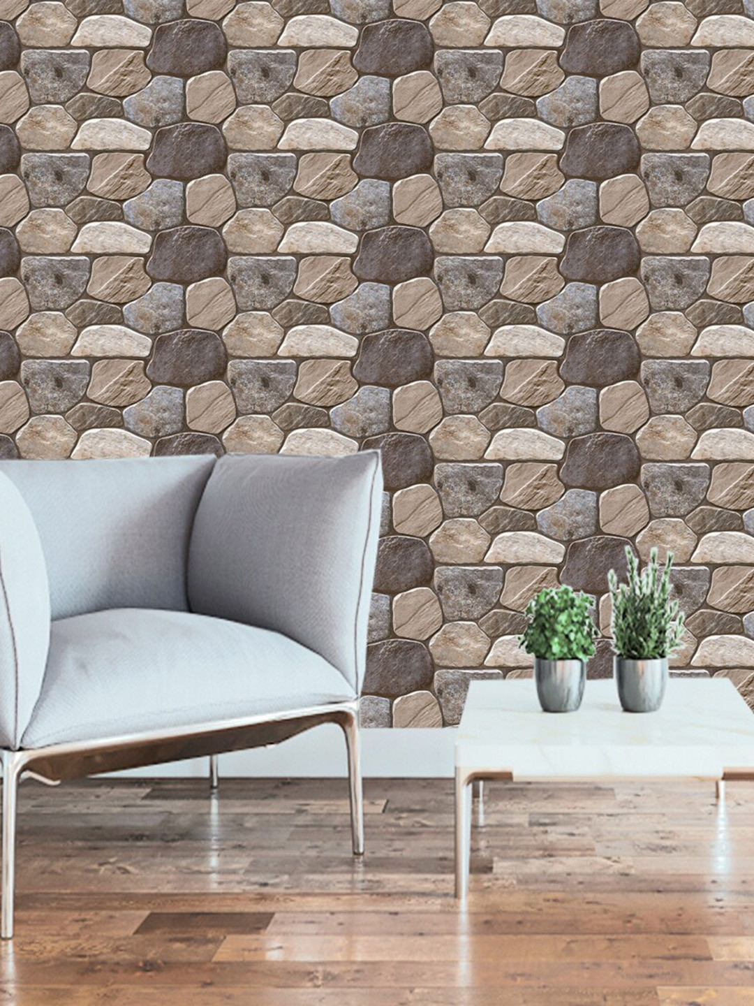 WallDaddy Beige & Brown Chattan Designed Self Adhesive Wallpaper