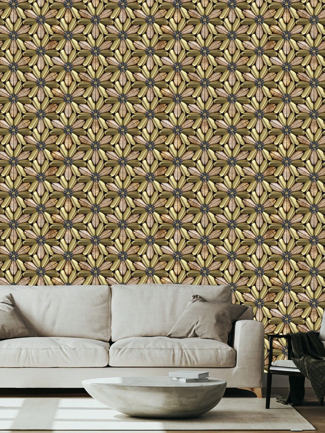 WallDaddy Metallic-toned Floral Designed Self Adhesive Wallpaper