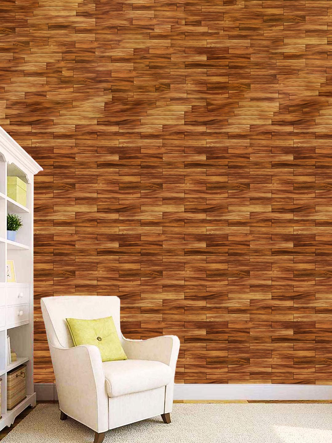 WallDaddy Brown Wooden Design Self Adhesive Wallpaper