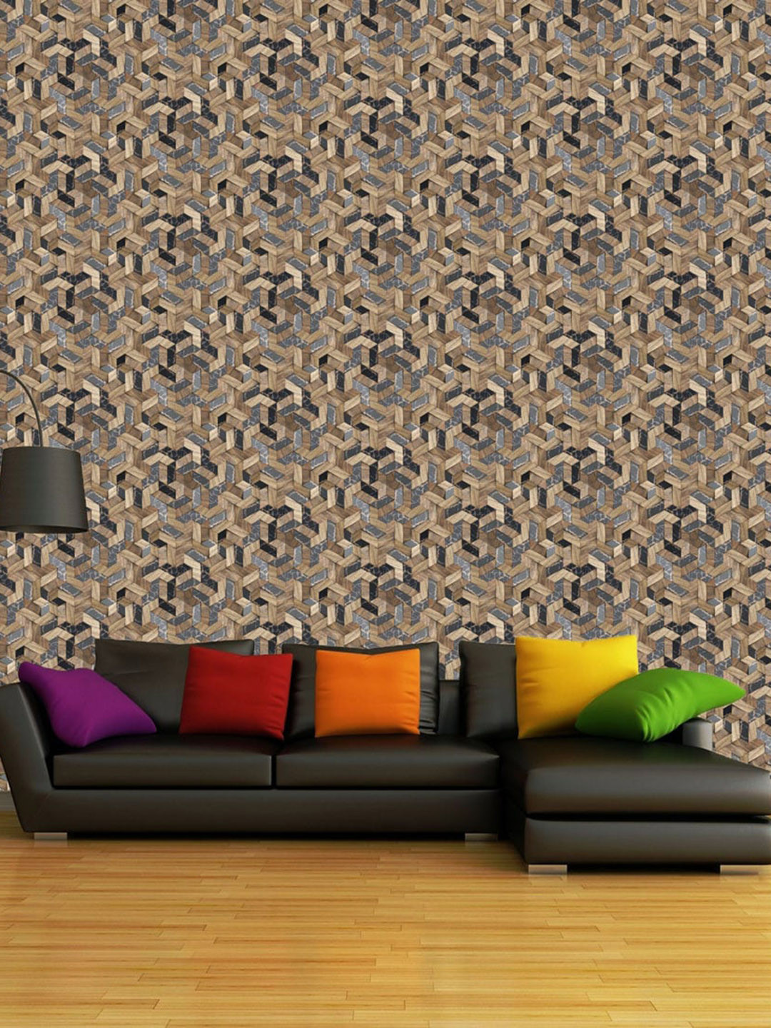 WallDaddy Beige & Brown Illu Designed Self Adhesive Wallpaper