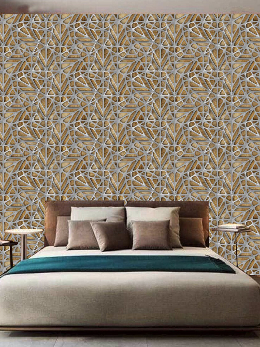 WallDaddy Brown & Grey Jangla Designed Self Adhesive Wallpaper