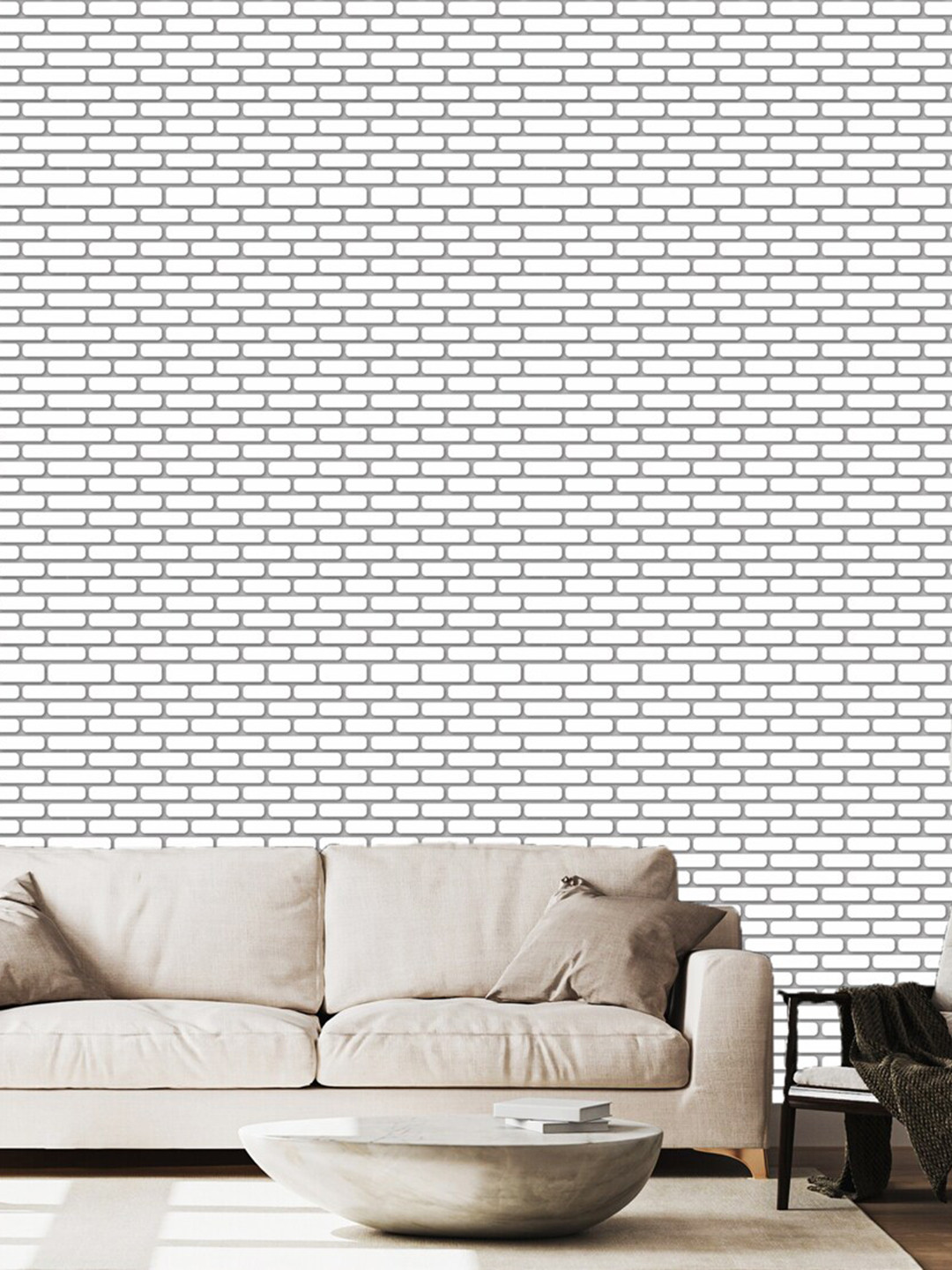 WallDaddy White & Grey Box Designed Self Adhesive Wallpaper