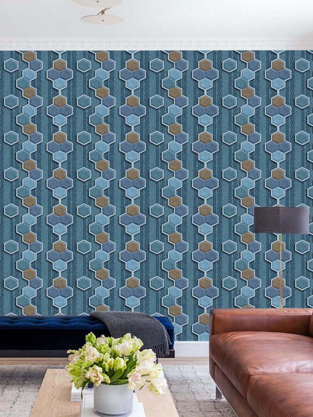 WallDaddy Blue & Brown DNA Designed Self Adhesive Wallpaper For Wall