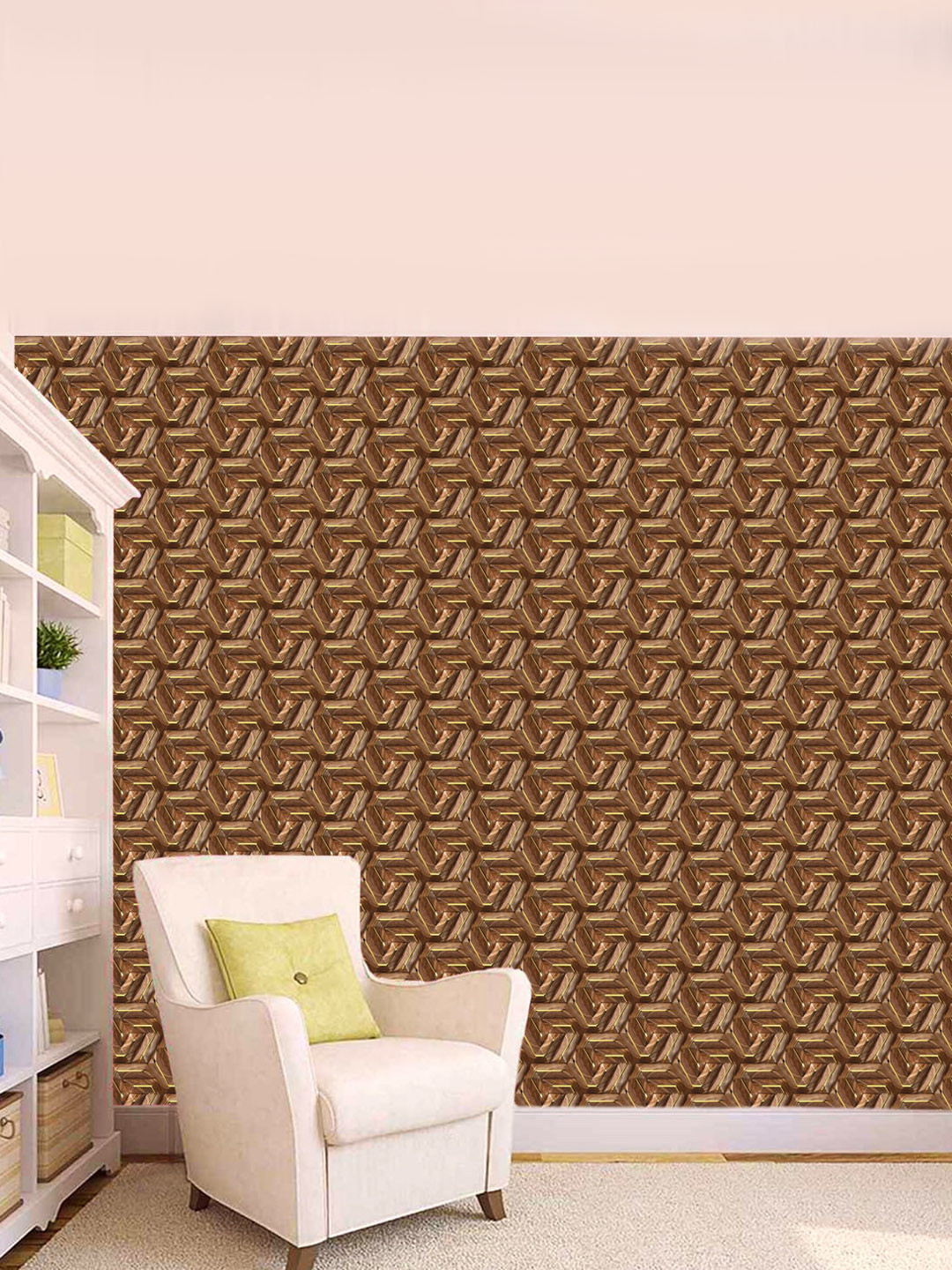 WallDaddy Brown Patti Designed Self Adhesive Wallpaper