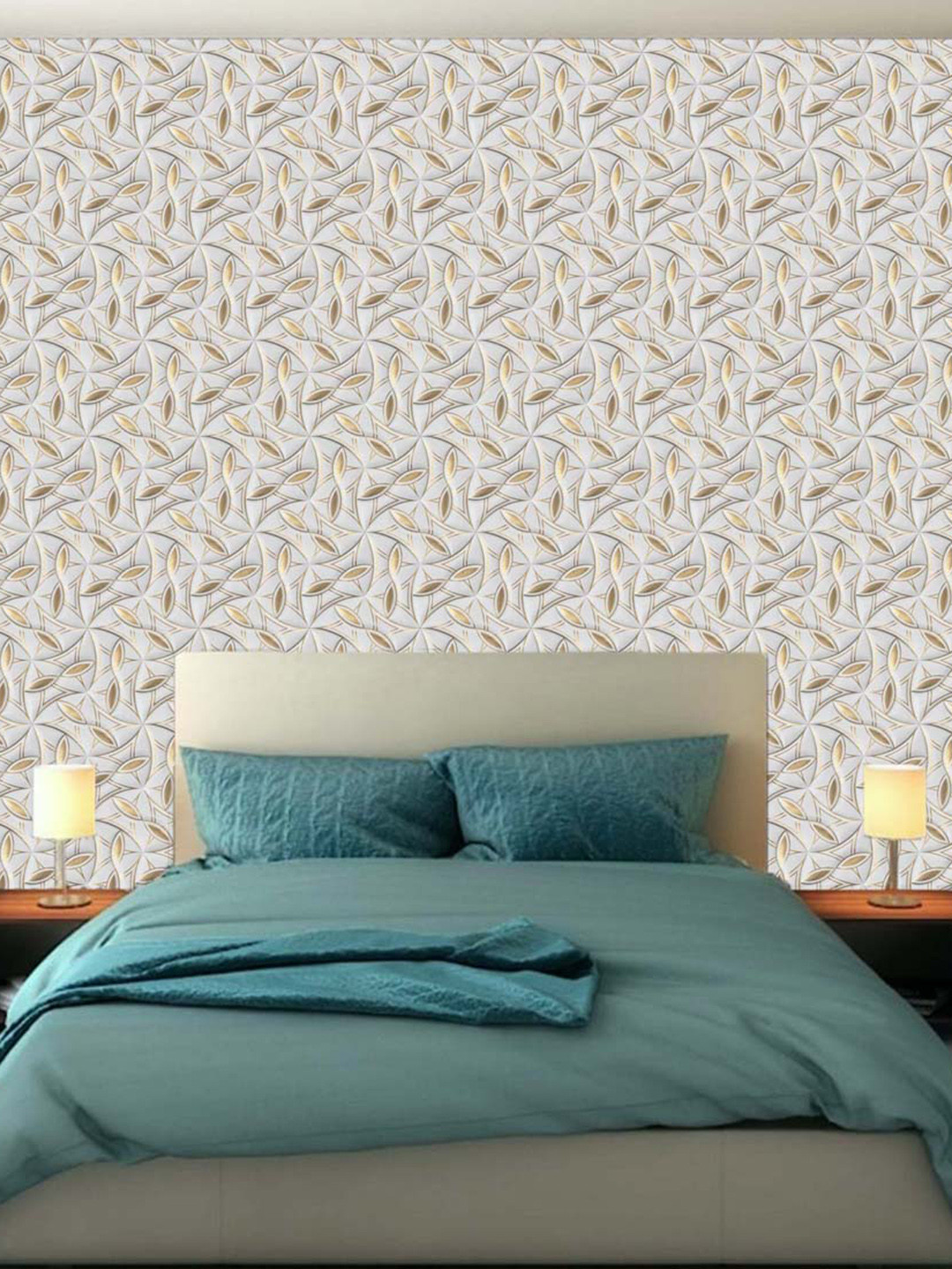 WallDaddy Grey Leaf Designed Waterproof Self Adhesive Wallpaper