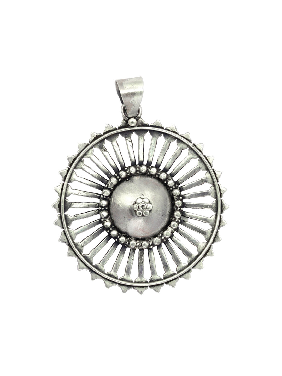 Shyle Silver-Plated Oxidised 925 Sterling Silver Chakra Pendant