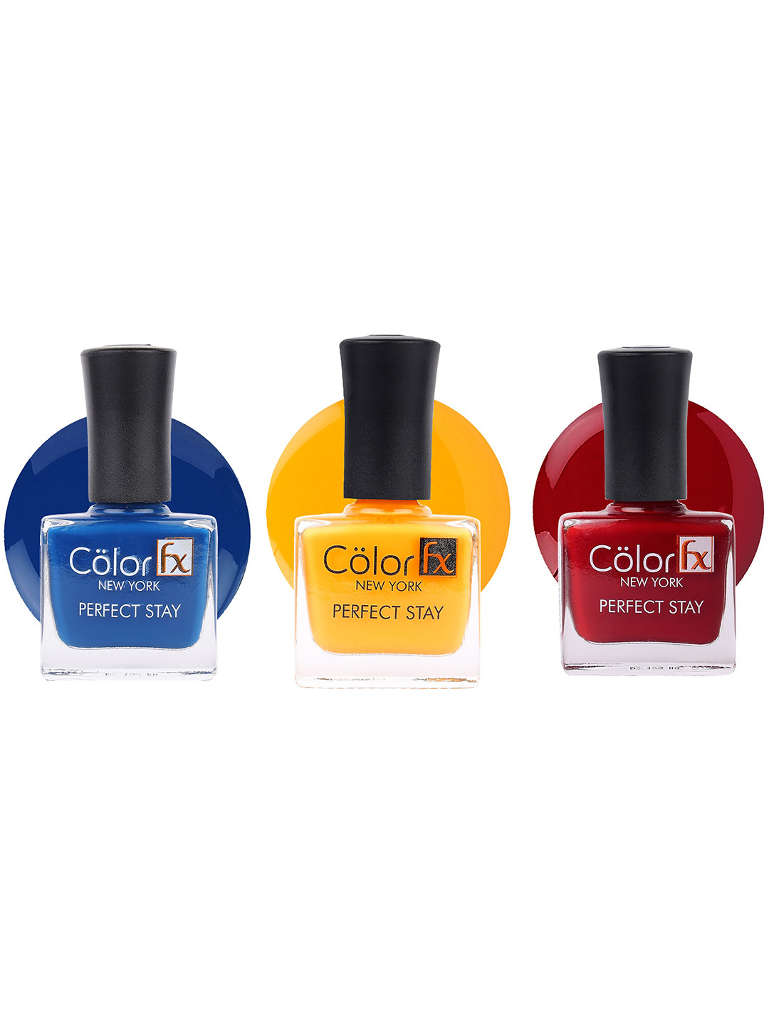 Color Fx Set Of 3 Perfect Stay Nail Enamels 9ml Each - Red 123 + Blue 130 + Yellow 132