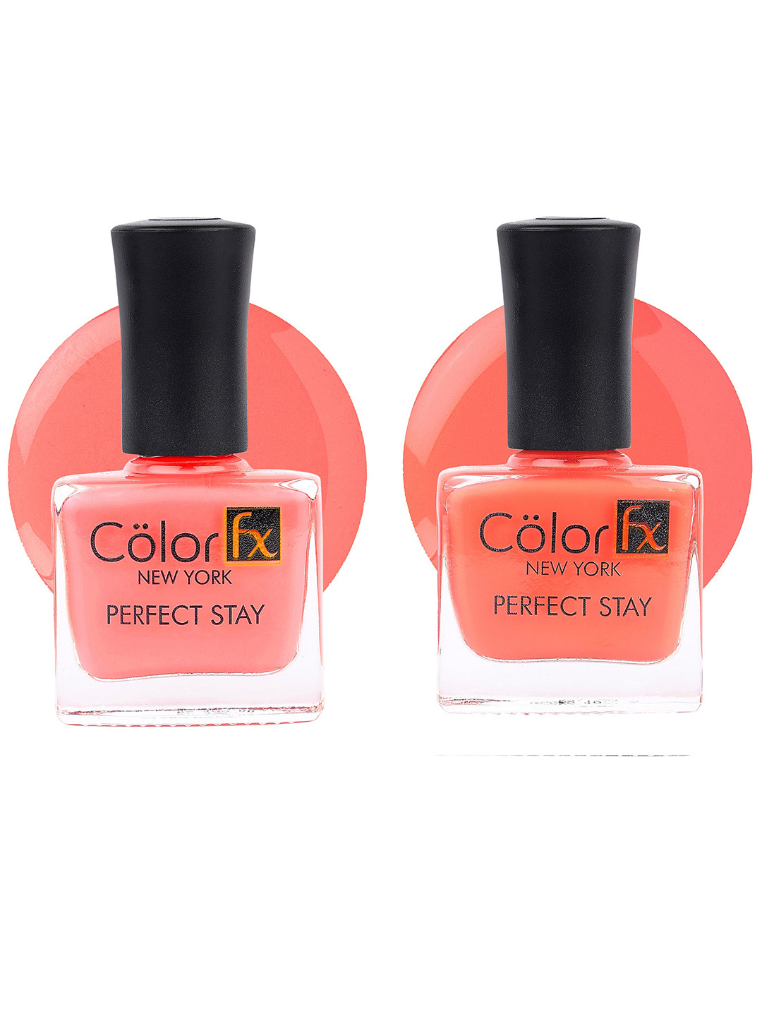 Color Fx Set Of 2 Perfect Stay Nail Enamels 9ml Each - Light Pink 122 + Coral Pink 124