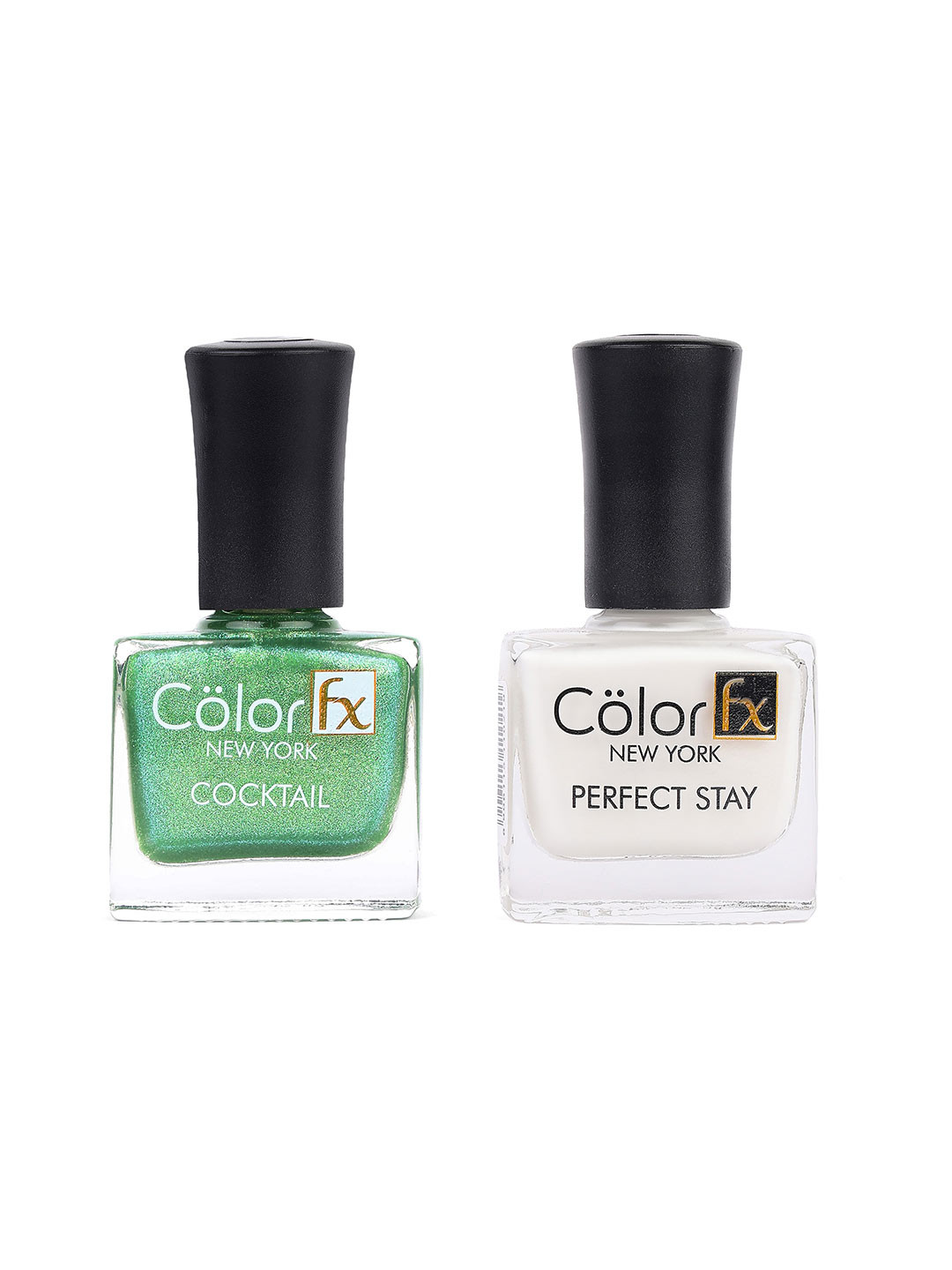 Color Fx Set Of 2 Cocktail & Perfect Stay Nail Enamels 9ml Each - Green 134 + White 129