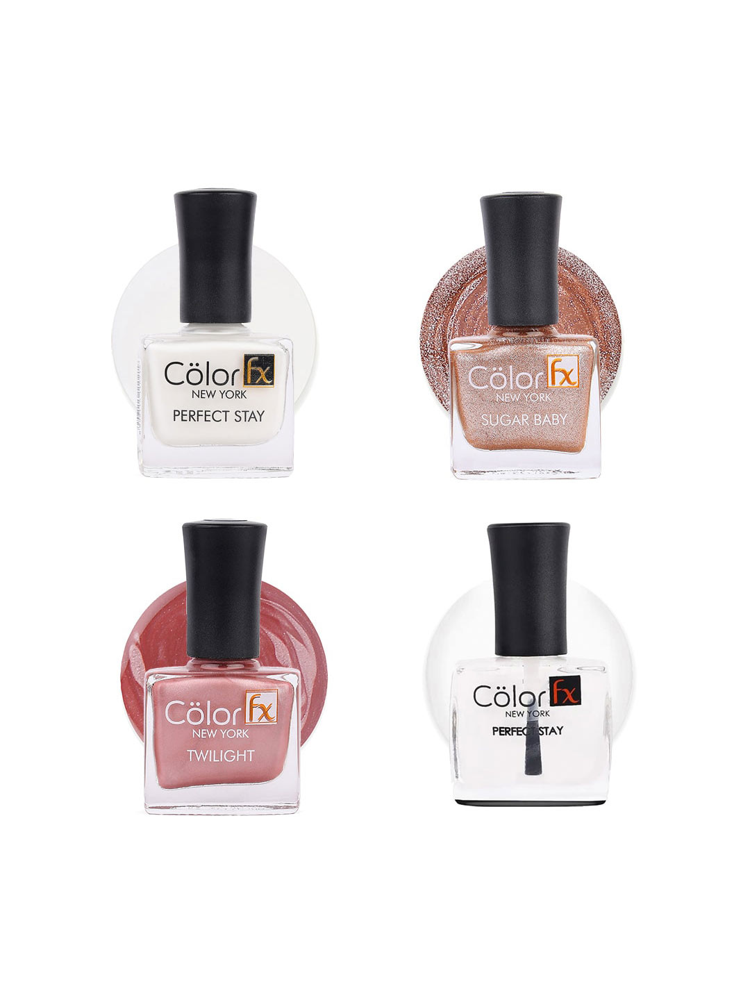 Color Fx Set Of 4 Perfect Stay+Sugar Baby+Twilight Nail Enamels 9ml Each