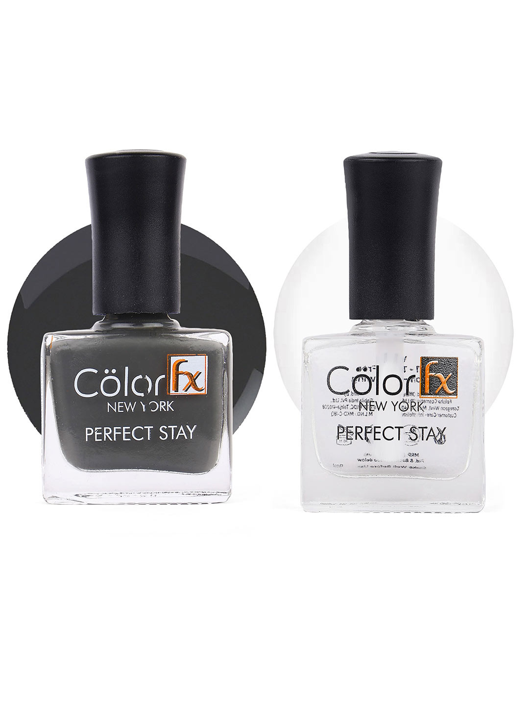 Color Fx Set Of 2 Perfect Stay Nail Enamel 9ml Each - Grey+Top Coat