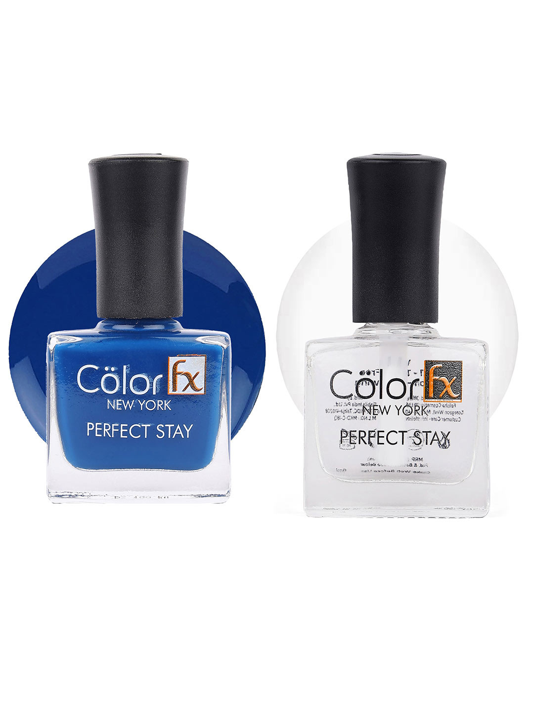 Color Fx Set Of 2 Perfect Stay Nail Enamel 9ml Each - Blue 130  & Top Coat 151