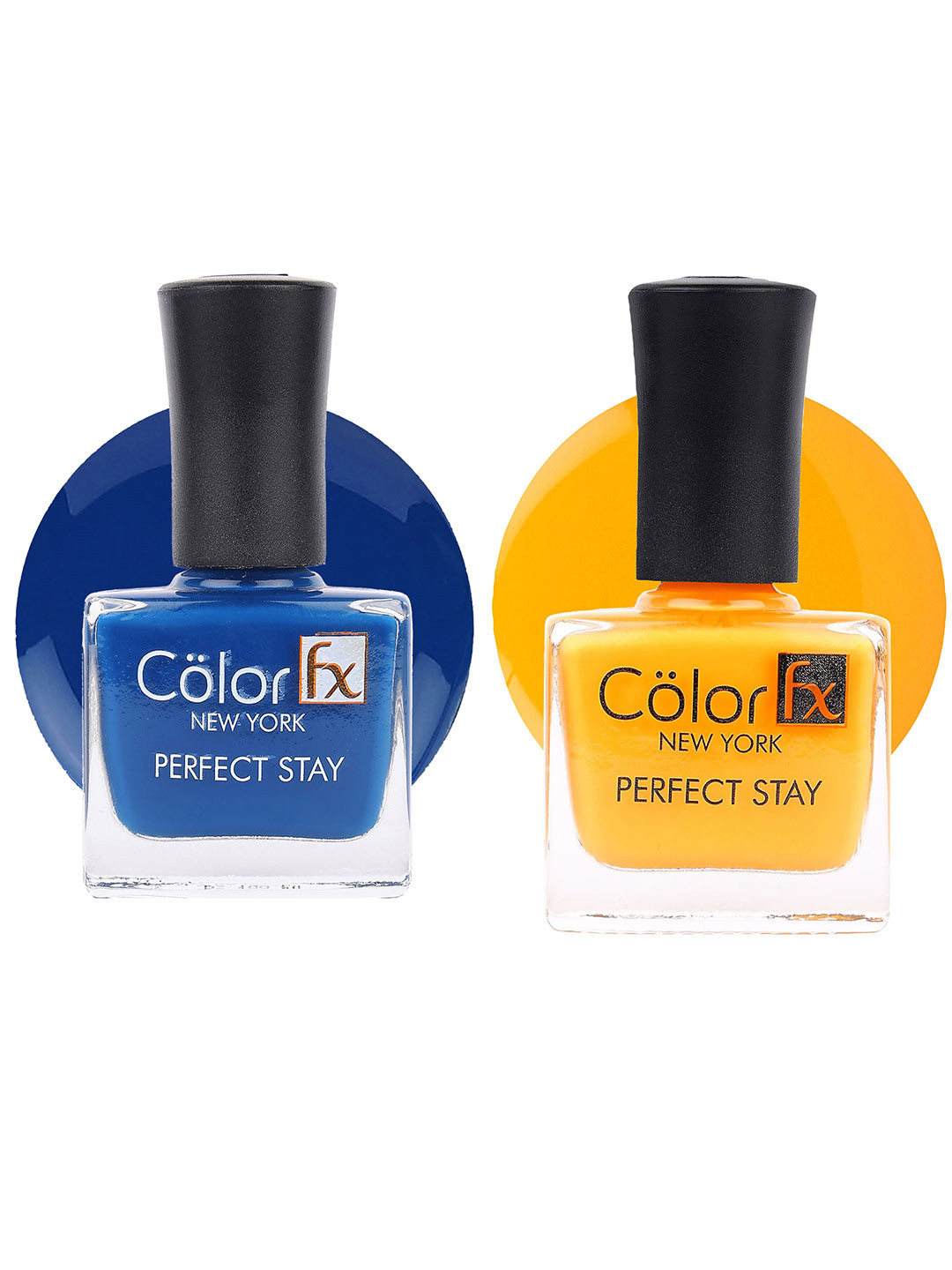 Color Fx Perfect Stay Set Of 2 Long Lasting Nail Enamel - 9ml Each - Blue-Yellow