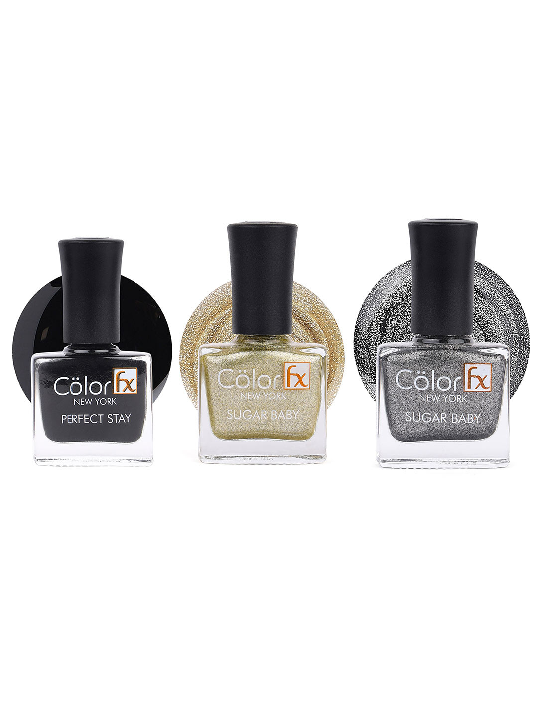 Color Fx Set of Perfect Stay & 2 Sugar Baby Nail Enamel 9 ml Each - Shade 108, 112, 119
