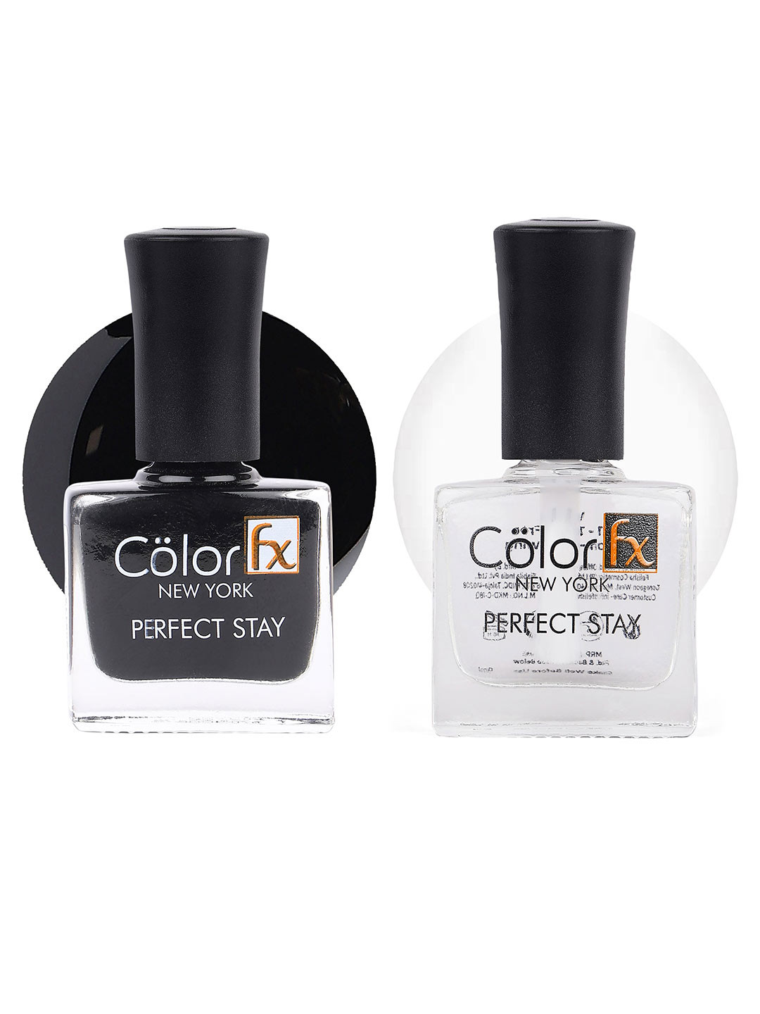 Color Fx Set Of 2 Perfect Stay Nail Enamel - 9ml Each-Black 119-Top Coat 151