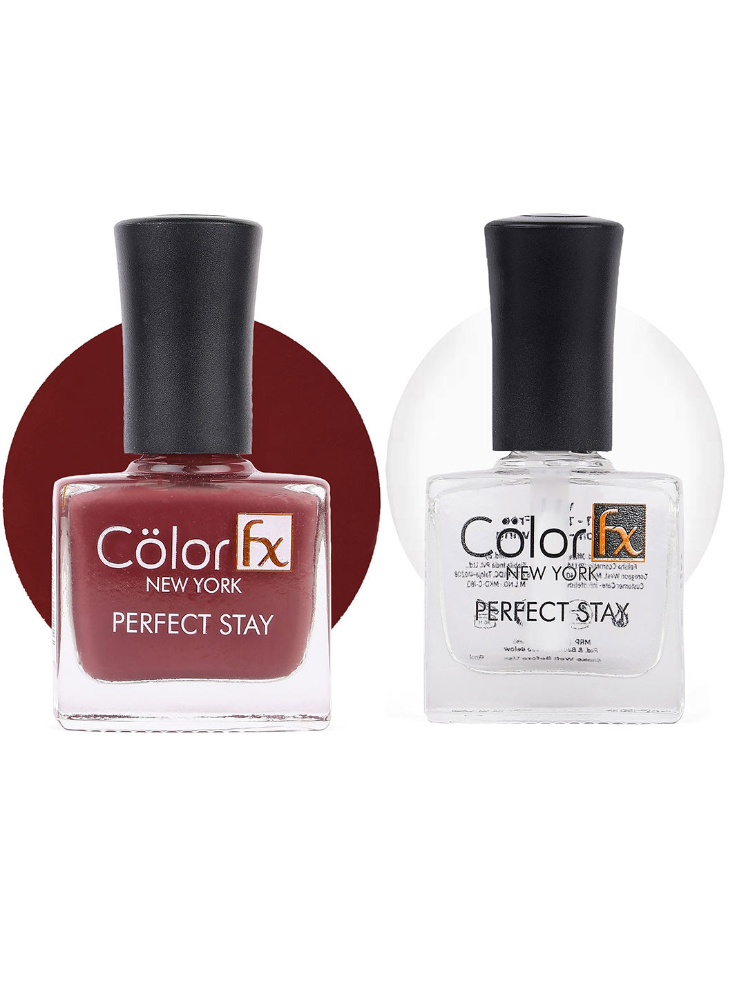Color Fx Set Of 2 Perfect Stay Nail Enamel - 9ml Each-Brown 128-Top Coat 151