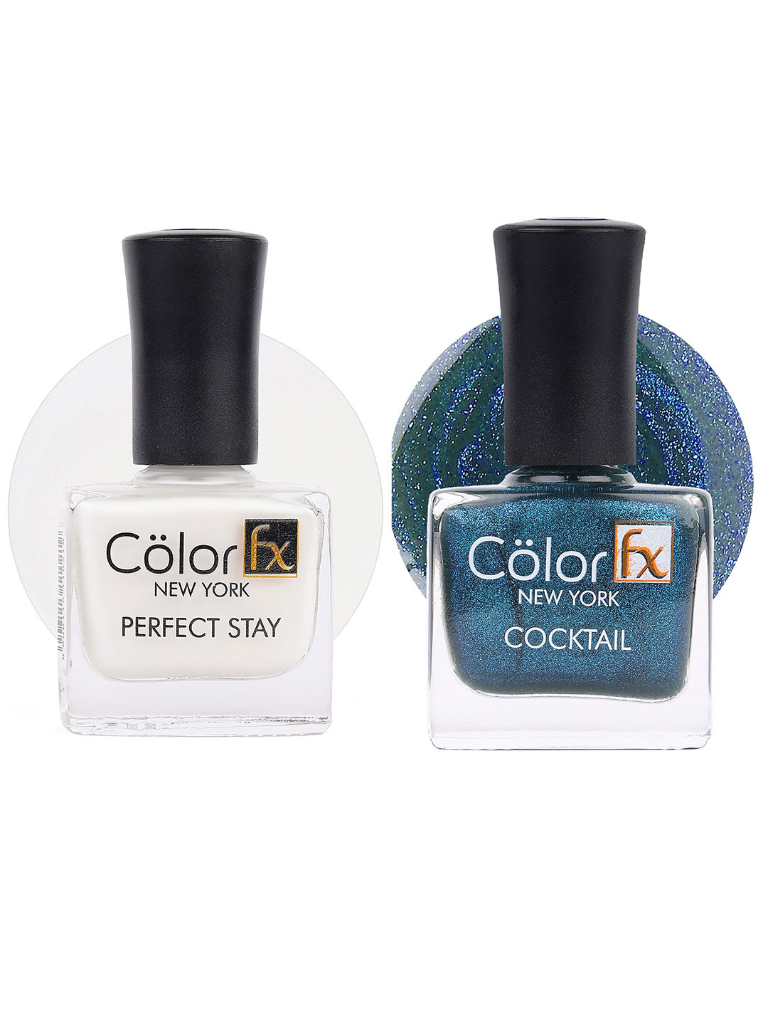 Color Fx Perfect Stay & Cocktail 2Pcs Long Lasting Nail Enamel - Blue 135 - White 129