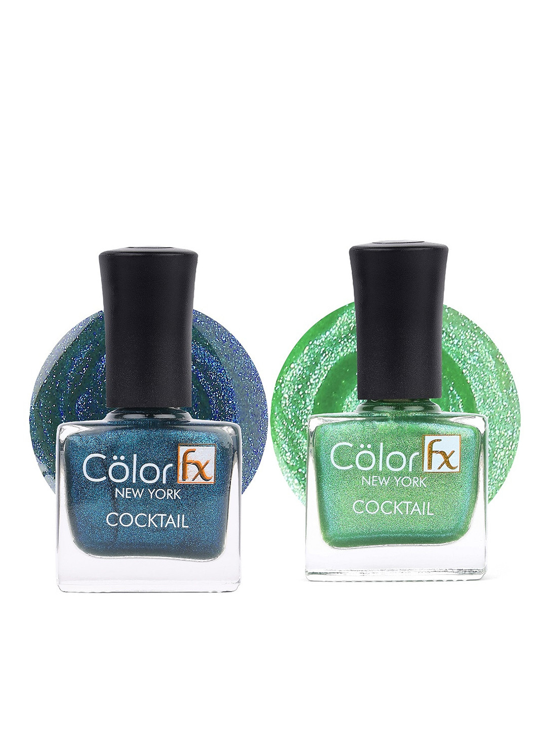 Color Fx Set Of 4 Cocktail Party Collection Nail Enamel - 9ml Each - Green 134-Blue 135