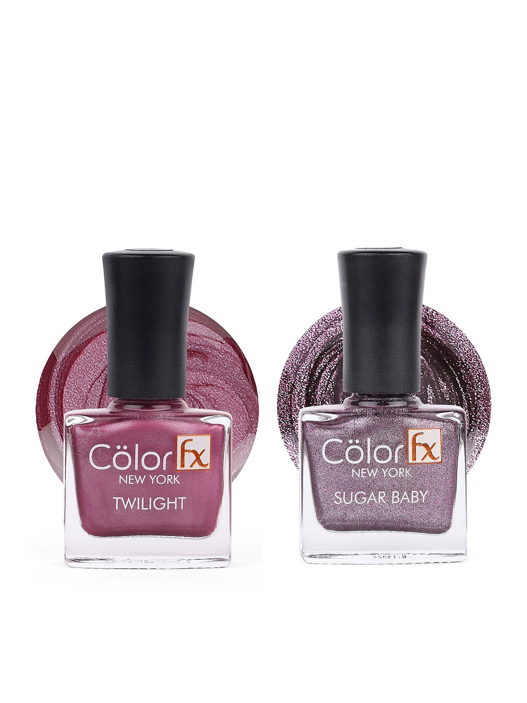 Color Fx Set Of 2 Twilight Sugar Baby Nail Enamel-9ml Each-Wine Purple158-Dark Purple104