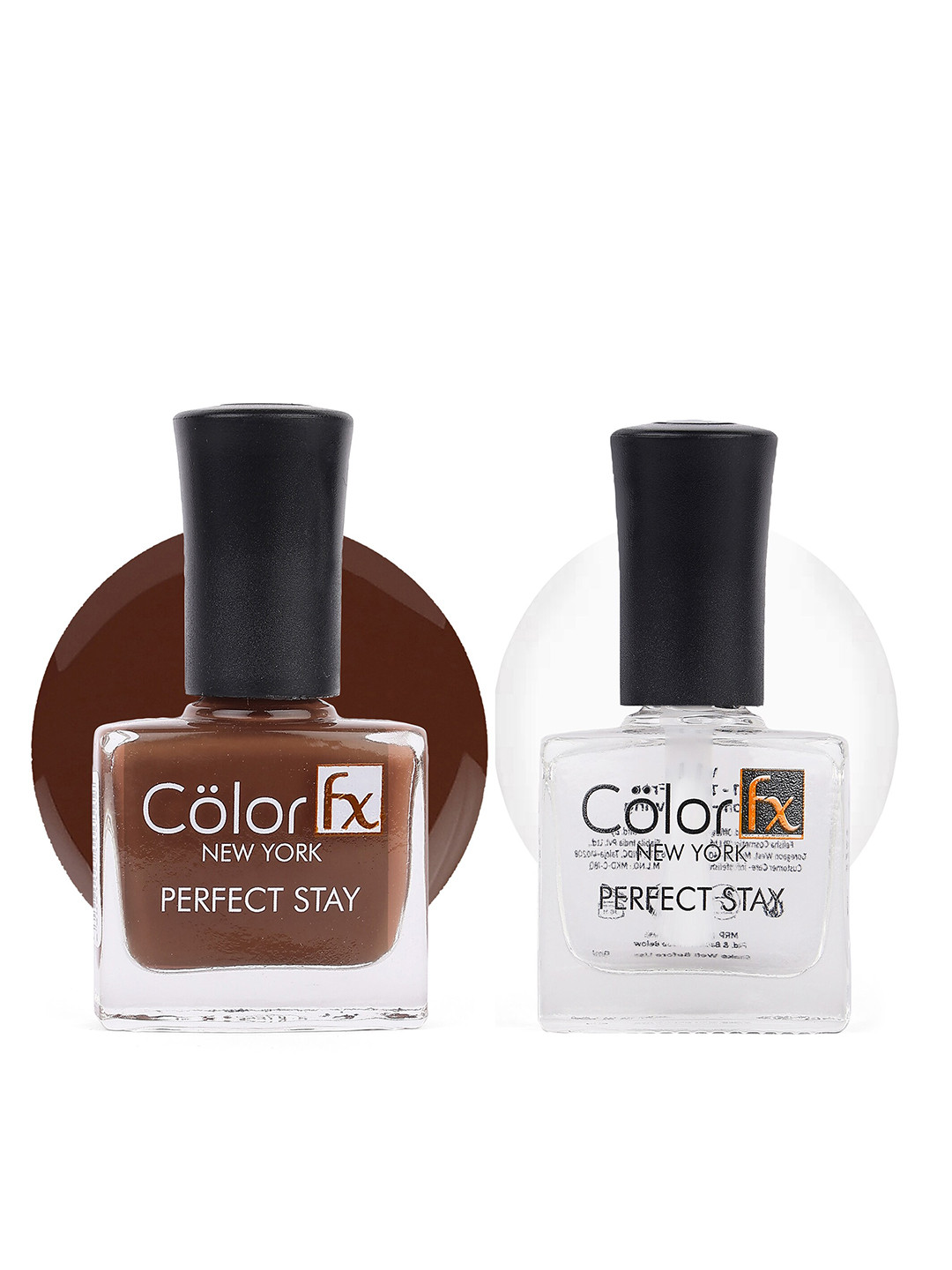 Color Fx Set Of 2 Perfect Stay Nail Enamel - 9ml Each-Brown 127-Top Coat 151