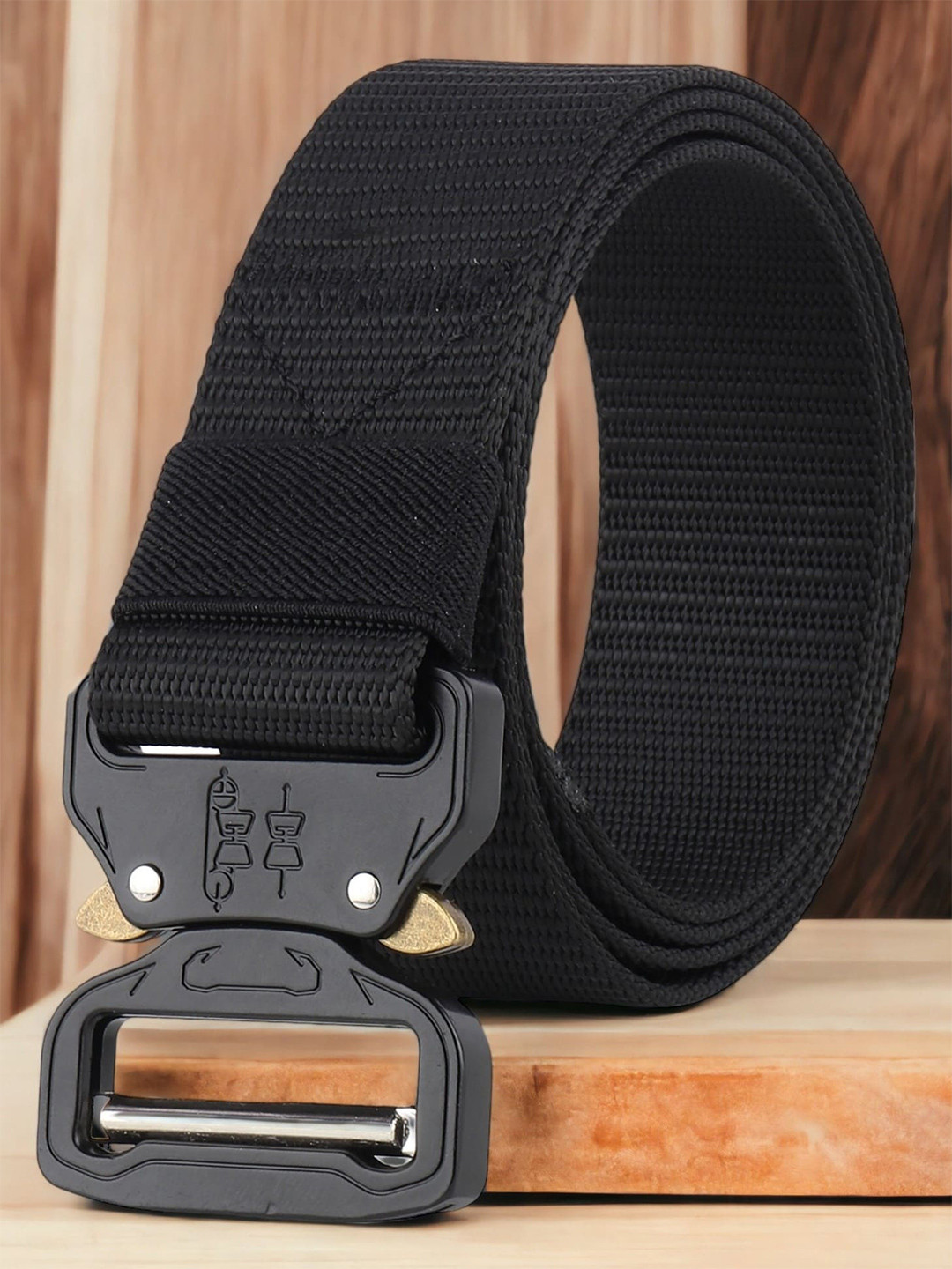 Mast & Harbour Men Black Textured Durable Non-Slip Belt