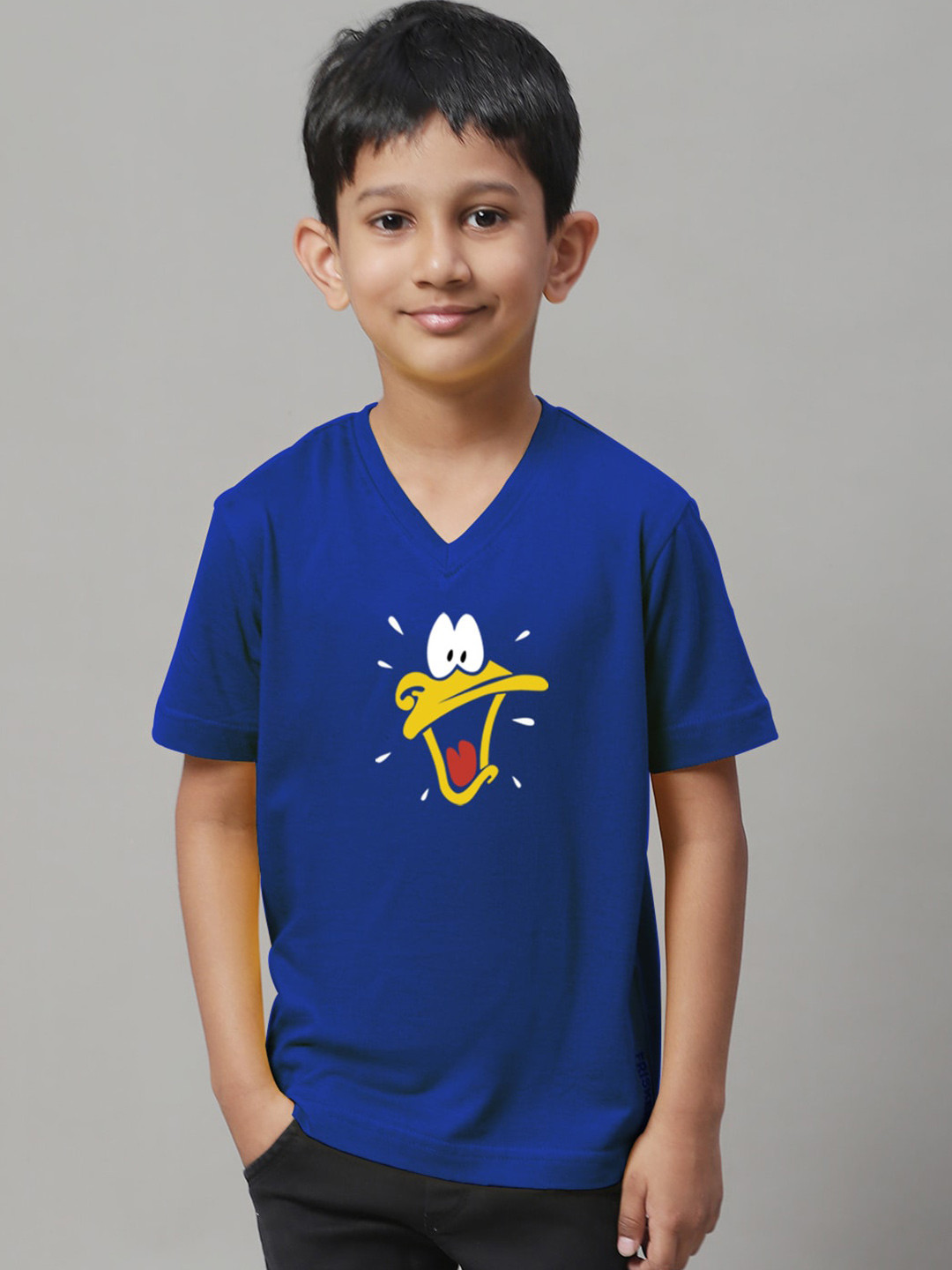 Friskers Boys Donald Duck Printed V-Neck Cotton Slim Fit T-shirt
