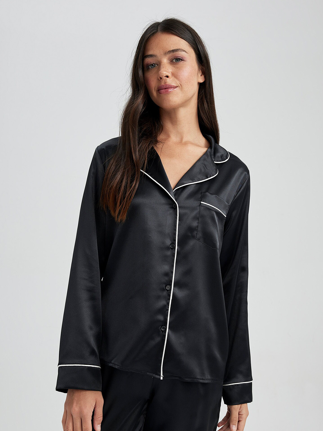 DeFacto Lapel Collar Shirt Style Top