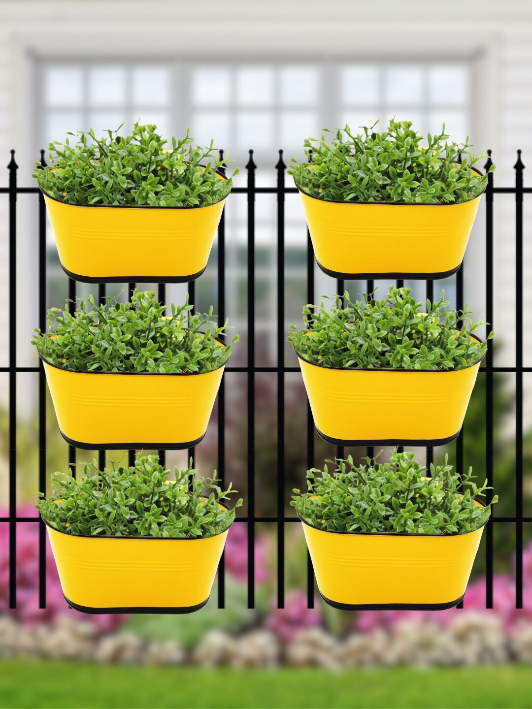 ecofynd 6 Pieces Metal Oval Balcony Hanging Planters