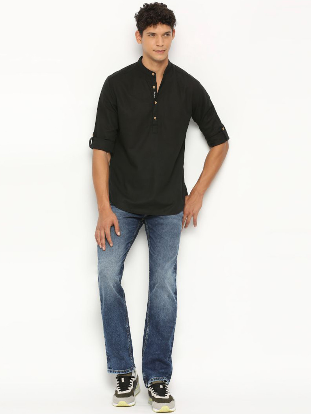 Pepe Jeans Mandarin Collar Cotton Linen Casual Shirt