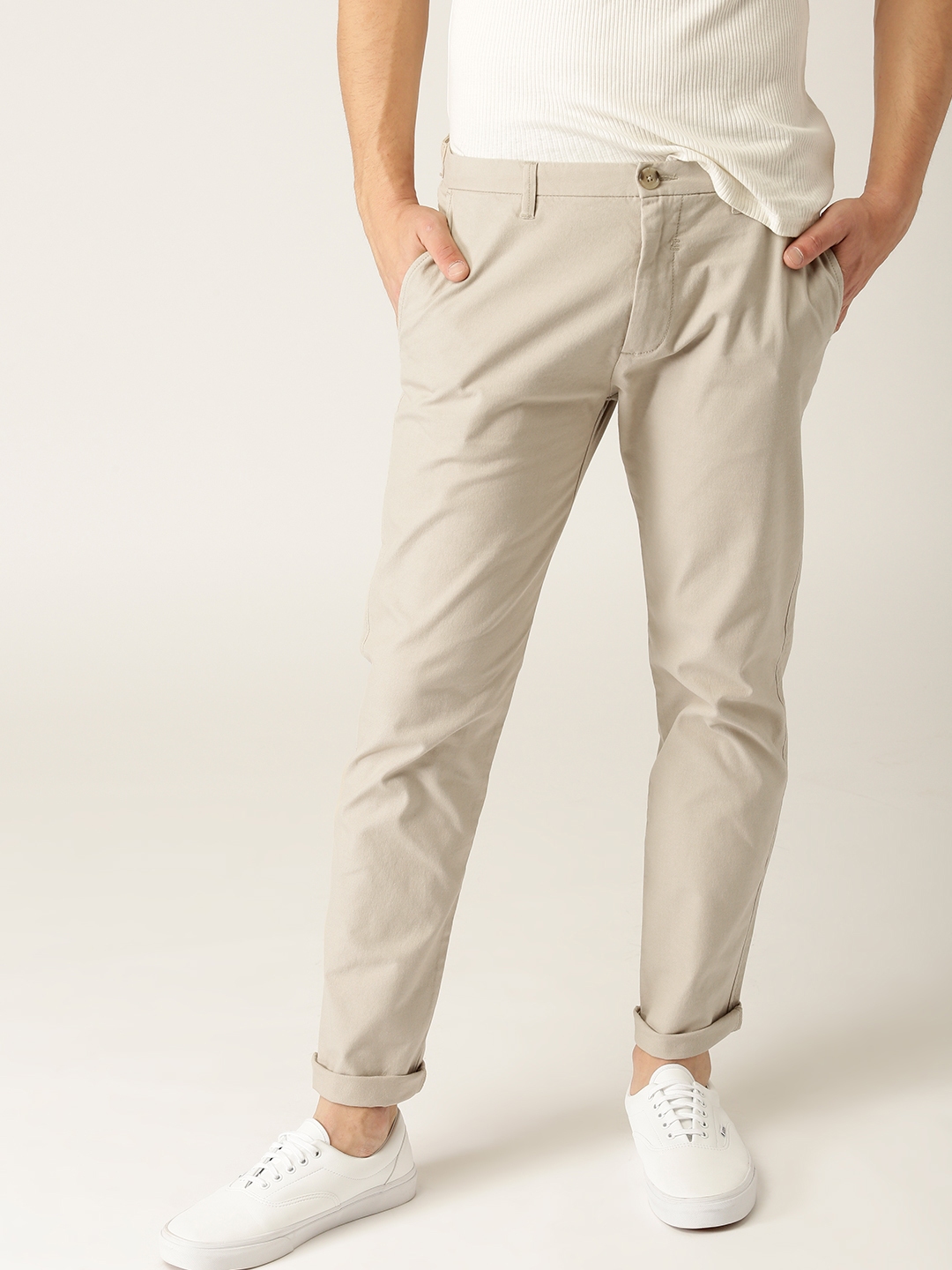 Buy ESPRIT Men Beige Slim Fit Solid Regular Trousers  Trousers for Men  2530533  Myntra