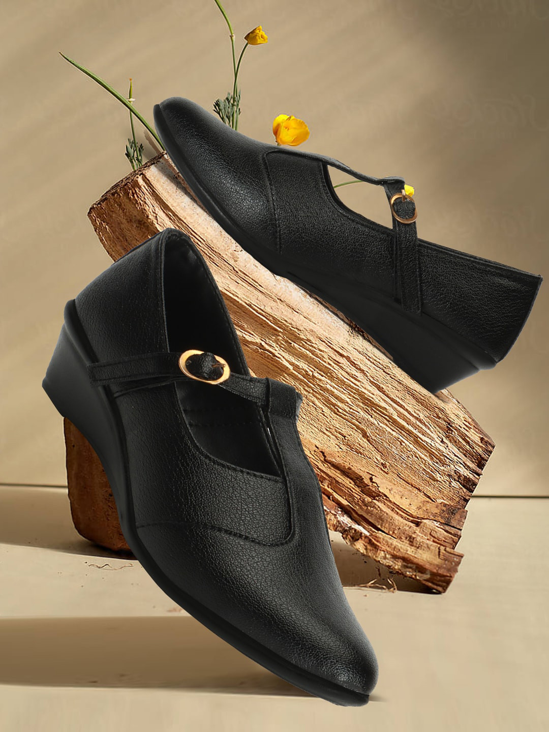 FASHIMO Textured Wedge Mary Janes