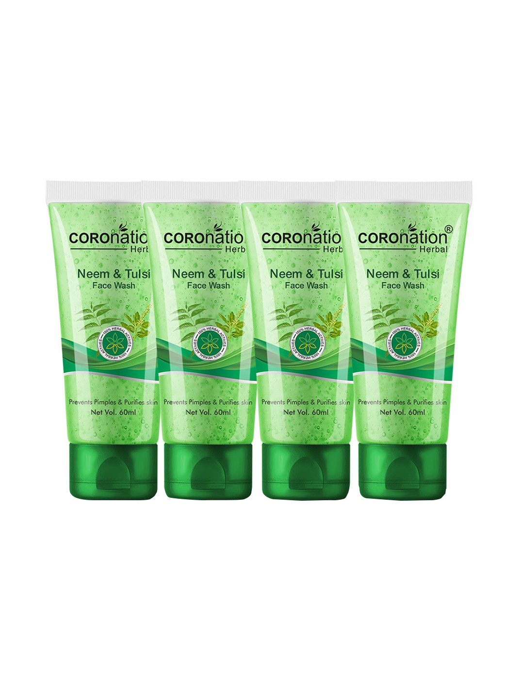 COROnation Herbal Set of 4 Neem & Tulsi Face Wash for Skin Purifying - 60 ml each