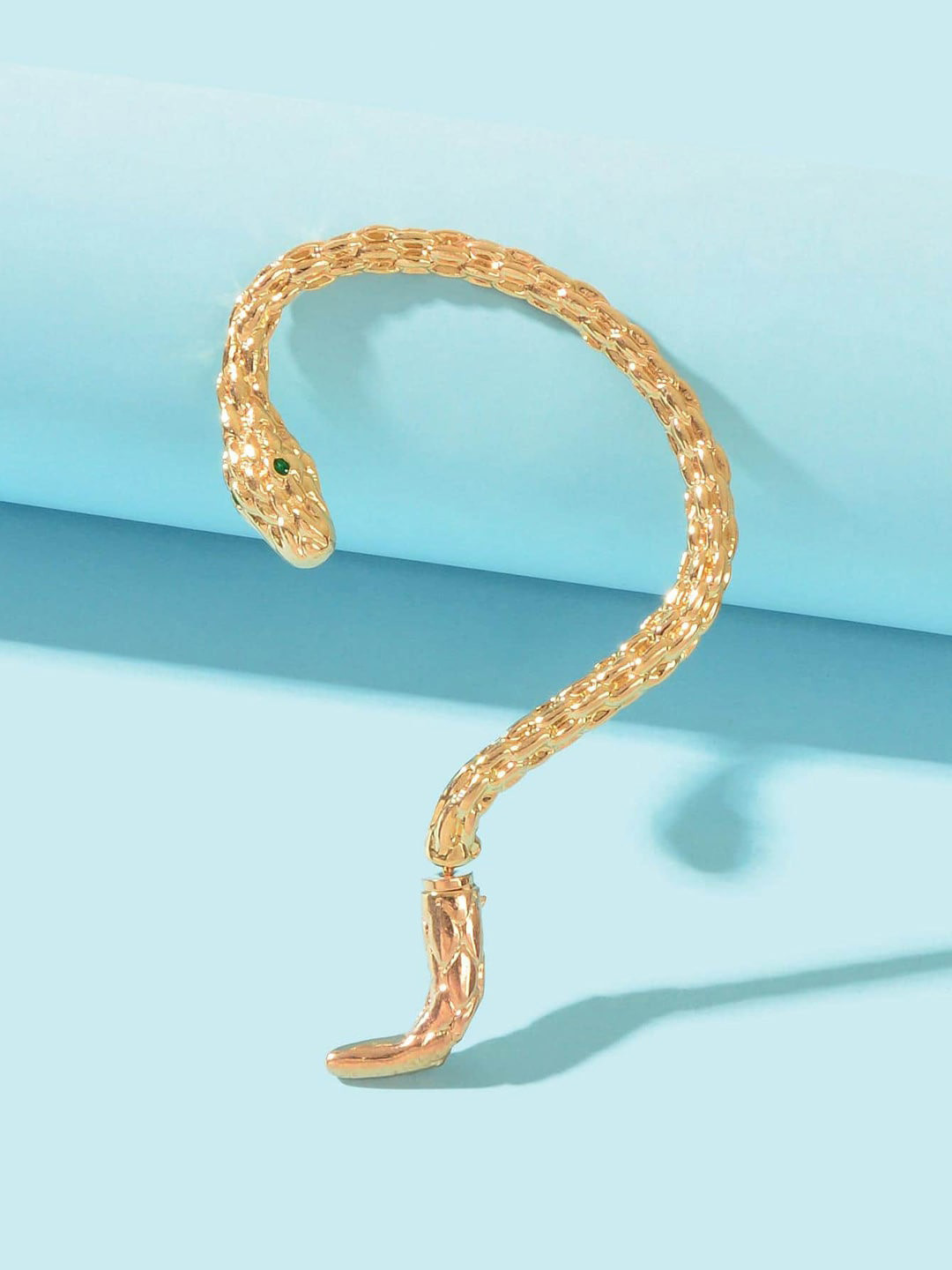 VAGHBHATT Gold-Plated 1 Pc Snake Wrap Left Ear Cuff Stud Earrings