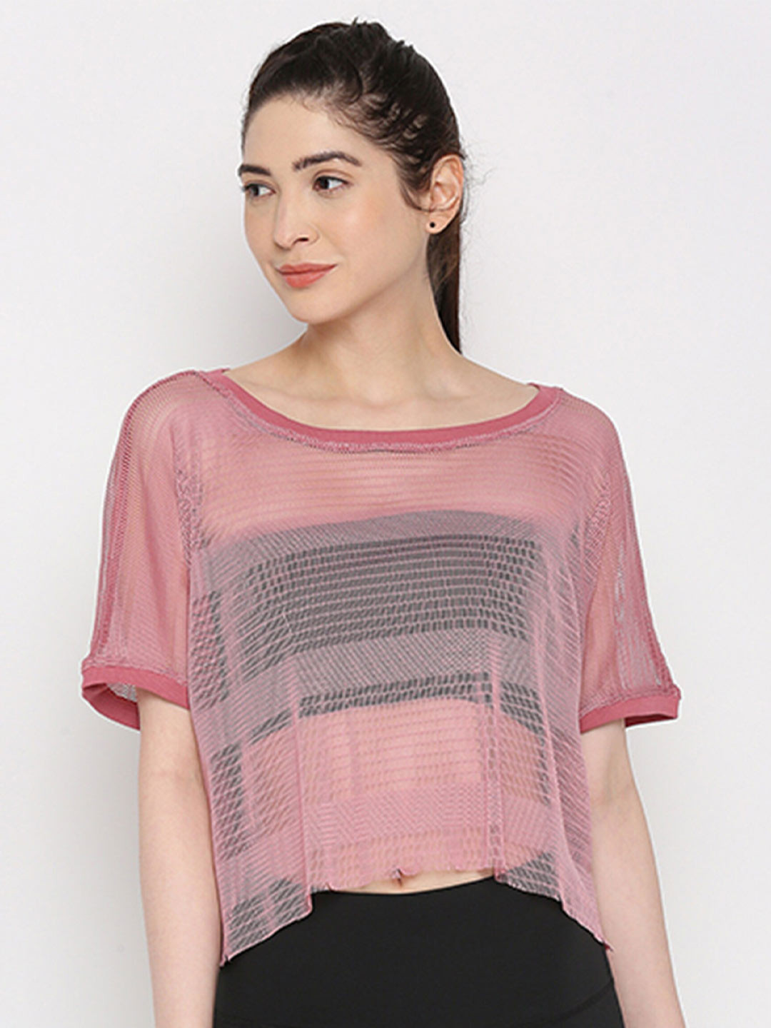 Tuna London Self Design Sheer Crop Top