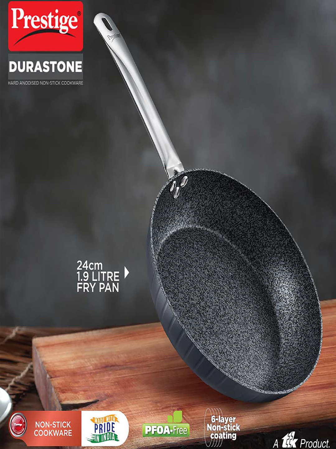 Prestige Durastone Hard Anodised Black 6 Layer Non-Stick Fry Pan-1.9L