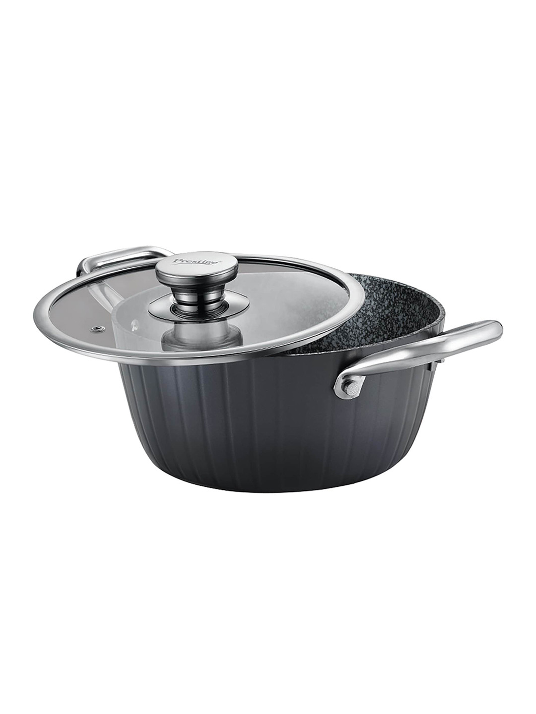 Prestige Durastone Black Hard Anodised Non Stick Casserole With Lid 2.4 L